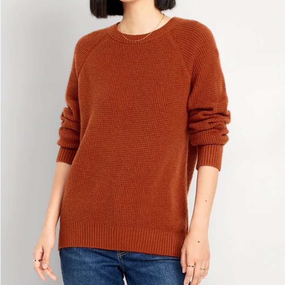 Old Navy Tall XXL SoSoft Waffle Knit Sweater Spice Rust Crew Neck